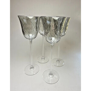 Johanna Grawunder JG Durand Jazz Wine Goblets Smoke Gray Zig Zag Crystal Glasses